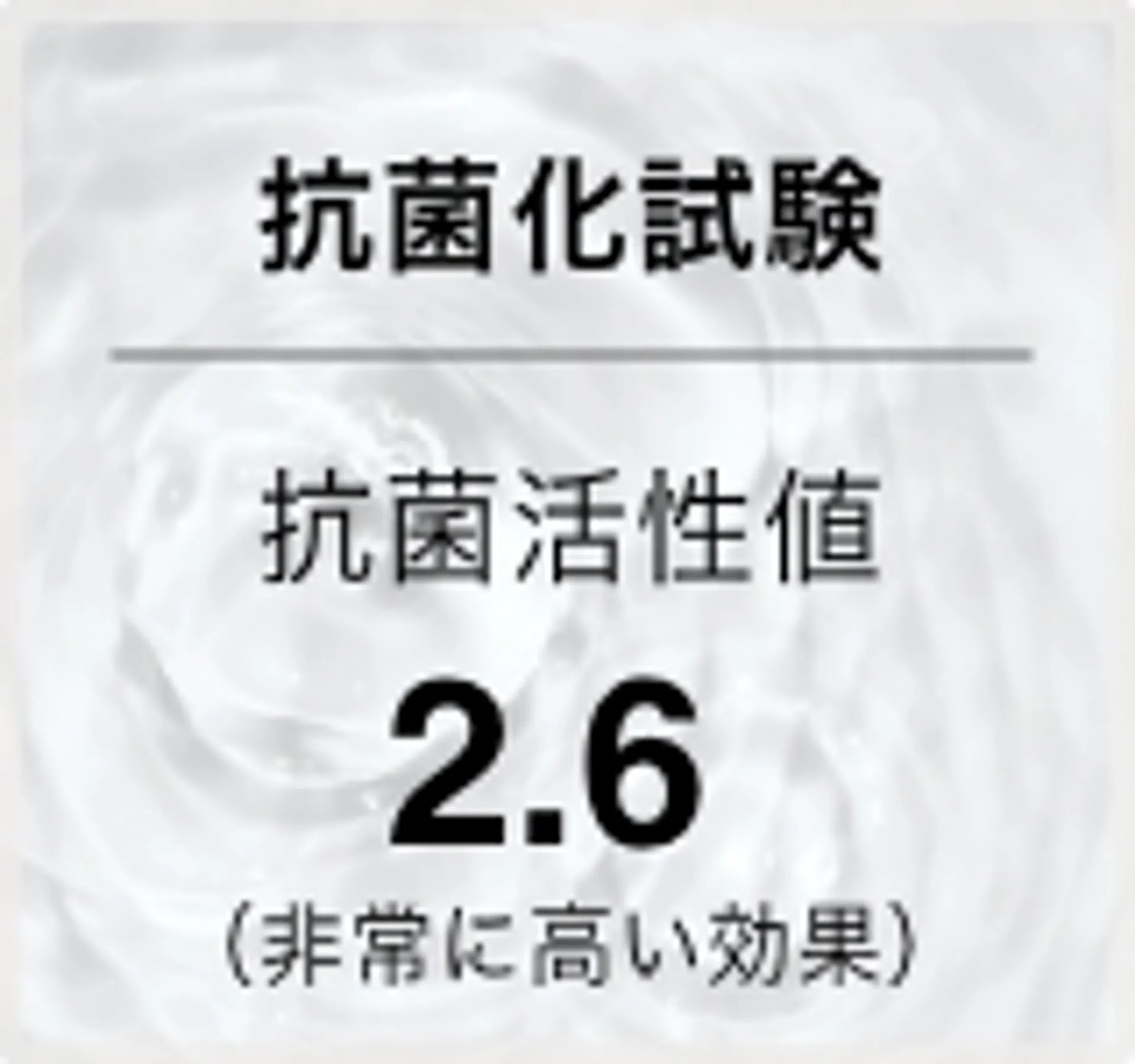 抗菌化試験抗菌活性値2.6（非常に高い効果）