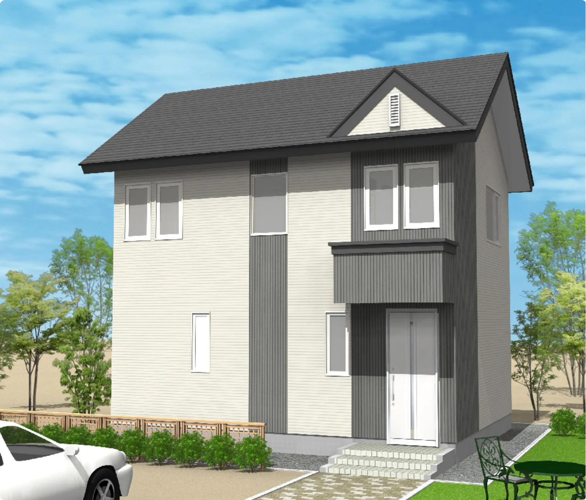 シンプルで機能的なデザインの北菱ハウス外観写真